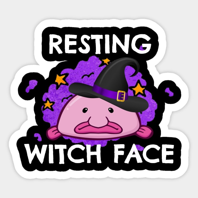 Halloween Resting Witch Face Funny Blobfish Costume Sticker by PowderShot